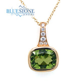 14 Karat Yellow Gold Pendant with One 9mm x 7mm Rectangular Cushion Cu